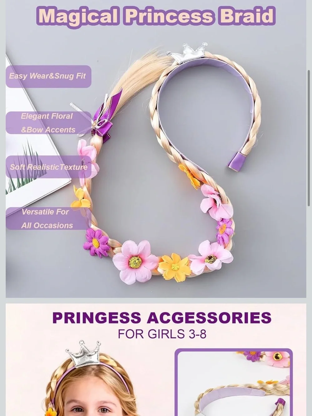 💜NWT PRINCESS RAPUNZEL HAIR/ COSTUME ACCESSORY WITH HEADBAND